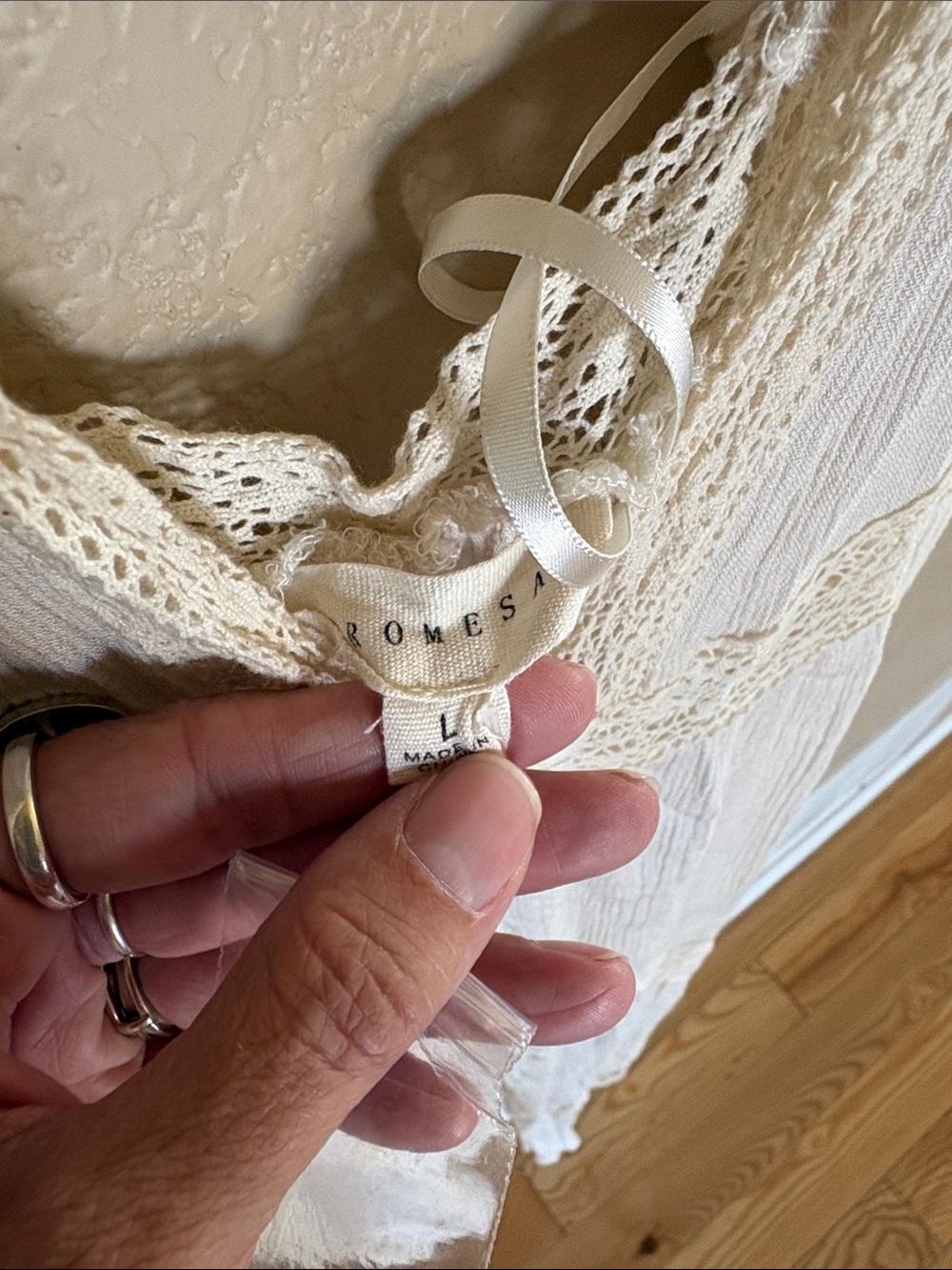 Promesa Cream Maxi Slip Dress with Lace Trim - Picture 2 of 4